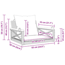 Schommelbank Met Kussens 63X62X40 Cm Poly Rattan Beige