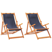 Strandstoelen 2 St Inklapbaar Stof Blauw