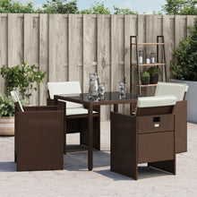 Tuinstoelen 4 St Met Kussens Poly Rattan Bruin