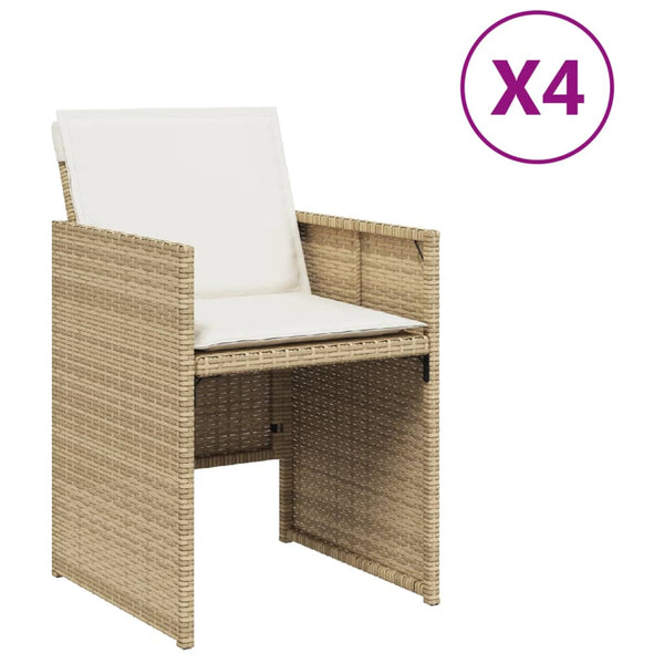 Tuinstoelen 4 St Met Kussens Poly Rattan Beige Blauw