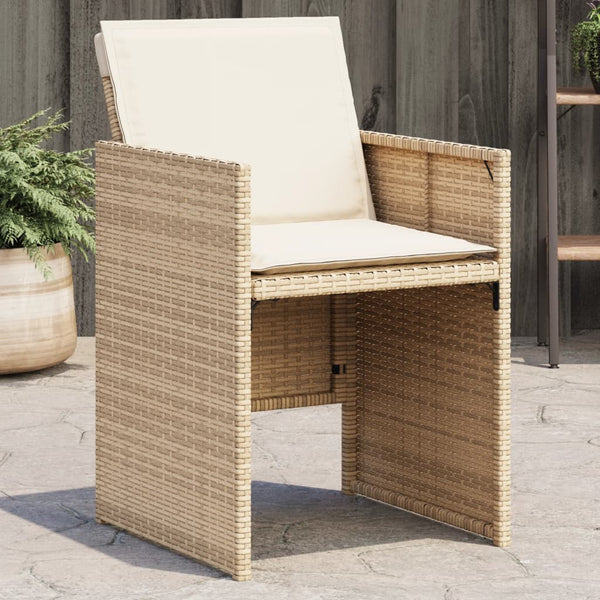 Tuinstoelen 4 St Met Kussens Poly Rattan Beige Blauw