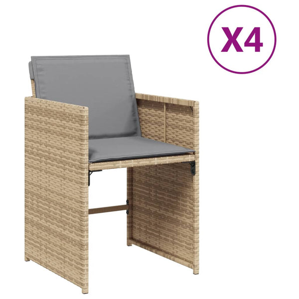 Tuinstoelen 4 St Met Kussens Poly Rattan Gemengd Beige Gerookt Eiken