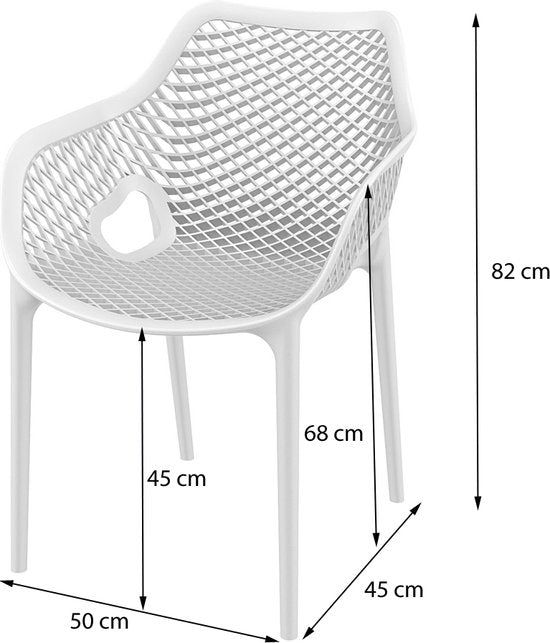 Baratti Carva Stapelbare Tuinstoel met Armleuning Wit