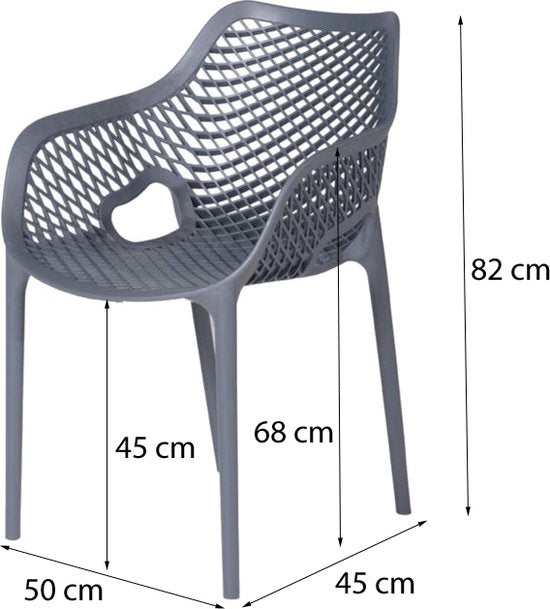 Baratti Carva Stapelbare Tuinstoel met Armleuning Donkergrijs