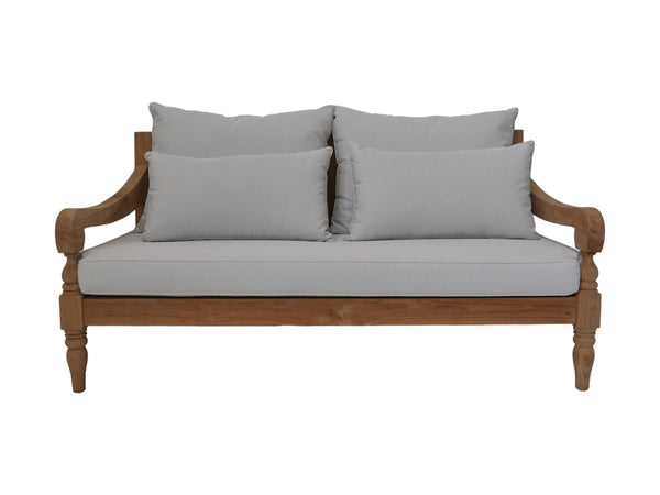 HSM Collection-Gartenloungesofa Bahama 2,5-Sitzer-150x95x80-Natur/Weiß-Teak/Stoff