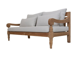 HSM Collection-Tuin Lounge Bank Bahama 2,5 Zits-150x95x80-Naturel/Wit-Teak/Stof