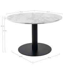 Bolzano Coffee Table - Coffee table with top in marble look and black base Ã¸70x45cm