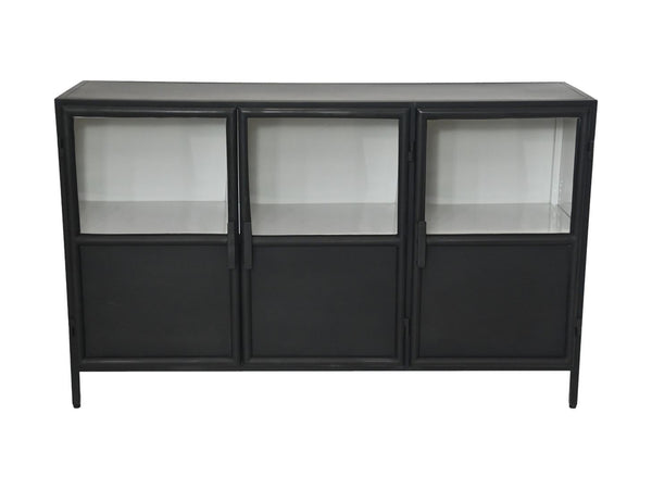 HSM Collection-Dressoir Bronx 3 Deur-140x40x85-Zwart/Grijs-Metaal