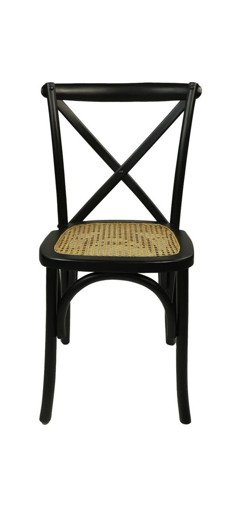 HSM Collection-Esszimmerstuhl Cross-48x45x90-Schwarz/Natur-Mahagoni/Rattan