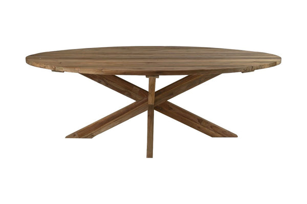 HSM Collection-Ovaler Gartentisch mit Kreuzbeinen-240x110x76-Natur-Teak