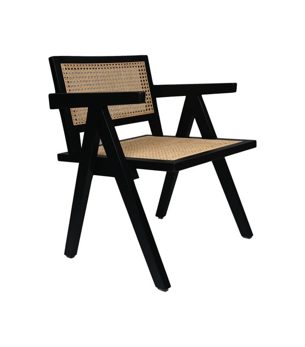 HSM Collection-Sessel Accent-58x60x79-Schwarz/Natur-Mahagoni/Rattan