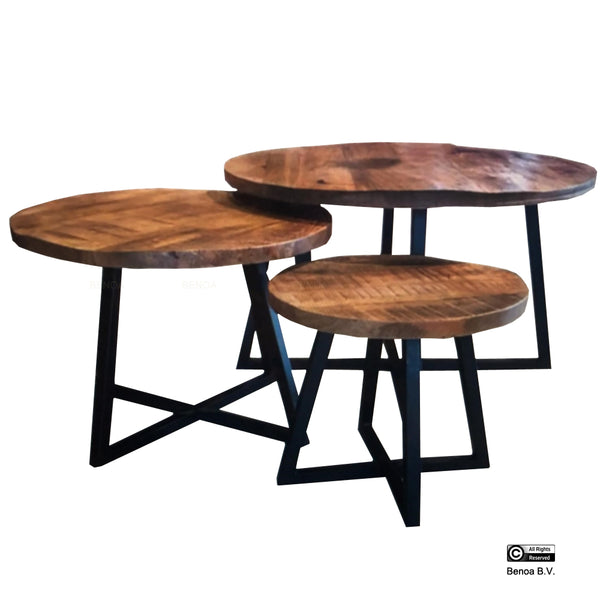 Iron Round Coffee Table (Set of 3)