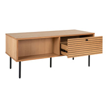 Kyoto Coffee Table - Coffee Table, oak veneer, black metal legs, 2 drawers 50x100x45 cm