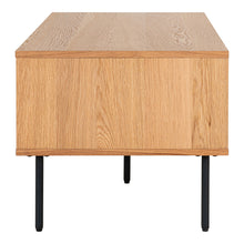 Kyoto Coffee Table - Coffee Table, oak veneer, black metal legs, 2 drawers 50x100x45 cm