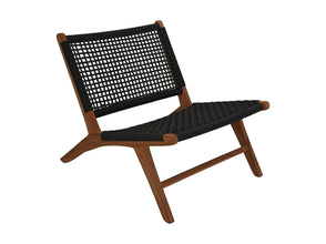 HSM Collection-Garten-Loungesessel Rio-66x80x65-Schwarz/Natur-Teak/Bananenblatt