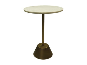 HSM Collection-Ronde Bijzettafel-40x40x55-Wit/Goud-Marmer/Metaal