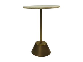 HSM Collection-Ronde Bijzettafel-40x40x55-Wit/Goud-Marmer/Metaal