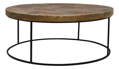 HSM Collection-Ronde Salontafel Mozaiek-ø80x33-Bruin/Zwart-Teak