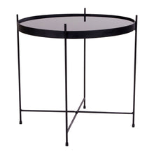 Venezia Couchtisch – Couchtisch aus schwarz pulverbeschichtetem Stahl mit Glas, Ø48 x H48 cm