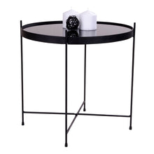 Venezia Couchtisch – Couchtisch aus schwarz pulverbeschichtetem Stahl mit Glas, Ø48 x H48 cm