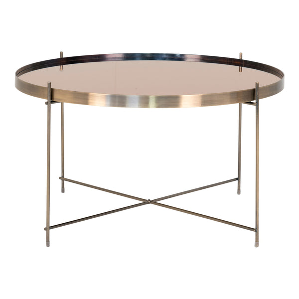 Venezia Coffee Table - Coffee table in brass colored steel with glass Ã¸70xh40cm