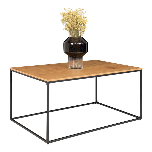 Vita Coffee Table - Coffee table with black frame and oak look top 90x60x45 cm