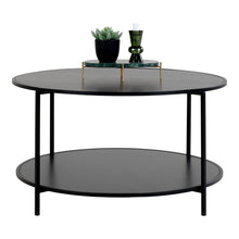 Vita Couchtisch – Runder Couchtisch mit schwarzem Gestell und schwarzen Tischplatten Ø80x45 cm