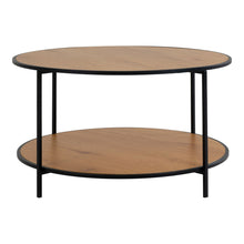 Vita Coffee Table - Round coffee table with black frame and oak look tops Ã˜80x45 cm