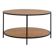 Vita Coffee Table - Round coffee table with black frame and oak look tops Ã˜80x45 cm